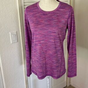 RBX Long‎ Sleeve Workout Top - Fuchsia Pink and Blue size L